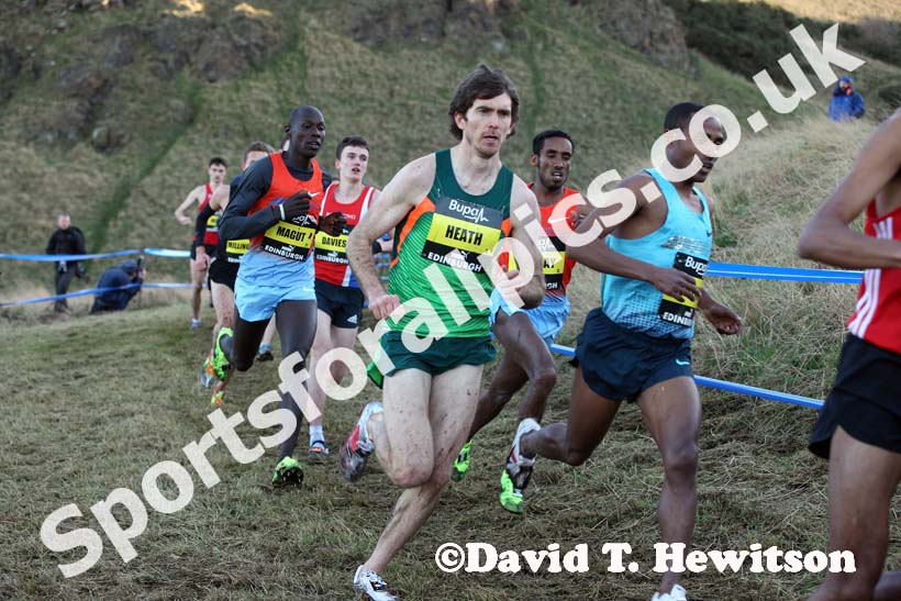 Garrett Heath (USA) eventual winner with Kenenisa Bekele during the invitational mens 4k BUPA Great Edinburgh Cross Country. Photo: David T. Hewitson/Sports for All Pics